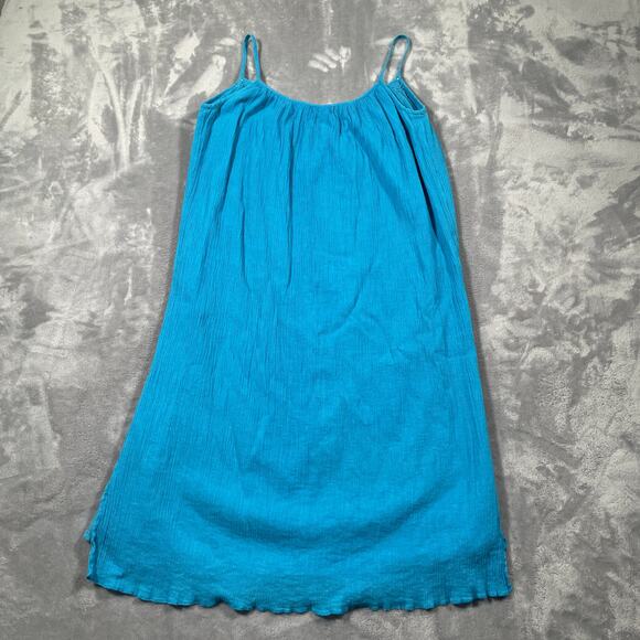 Pink Chicken Dress Womens Medium Blue Boho Hippie Gauzy Embroidered Flowy Tassel - Picture 7 of 13